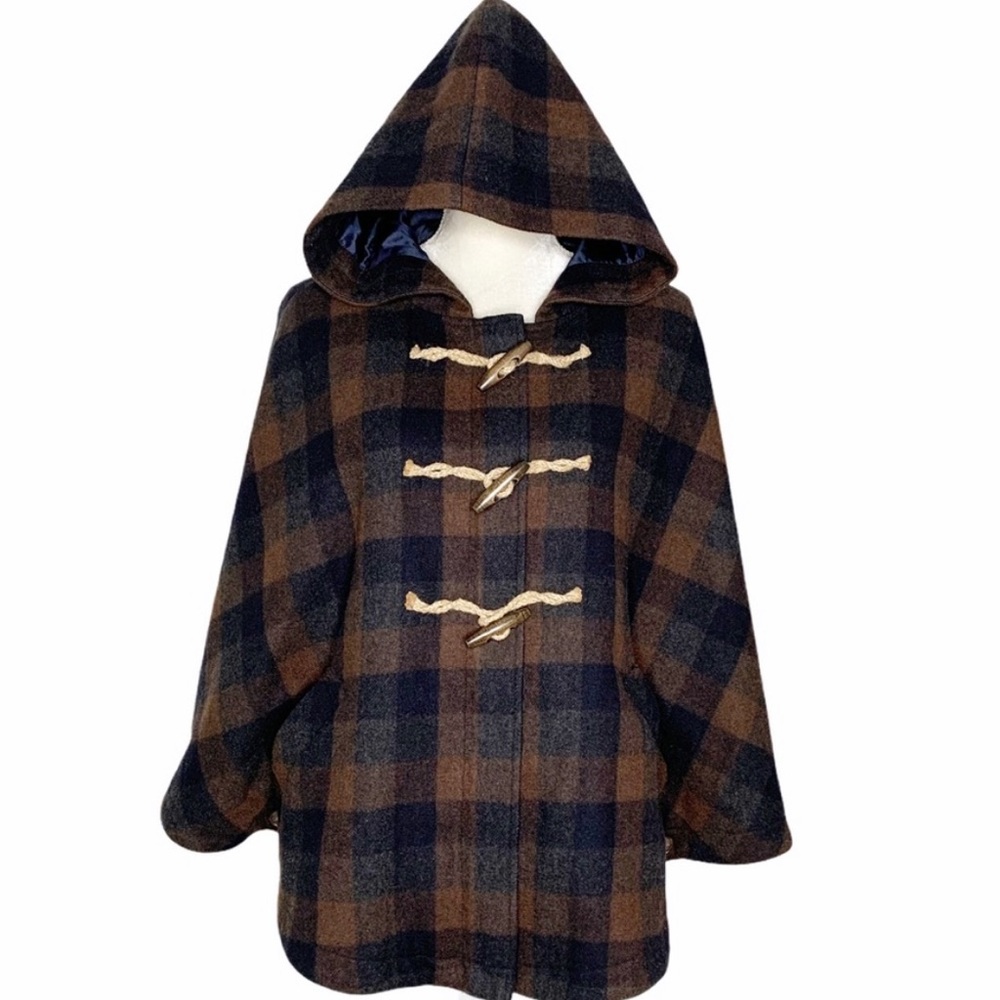 Splendid Plaid Cape Poncho Jacket